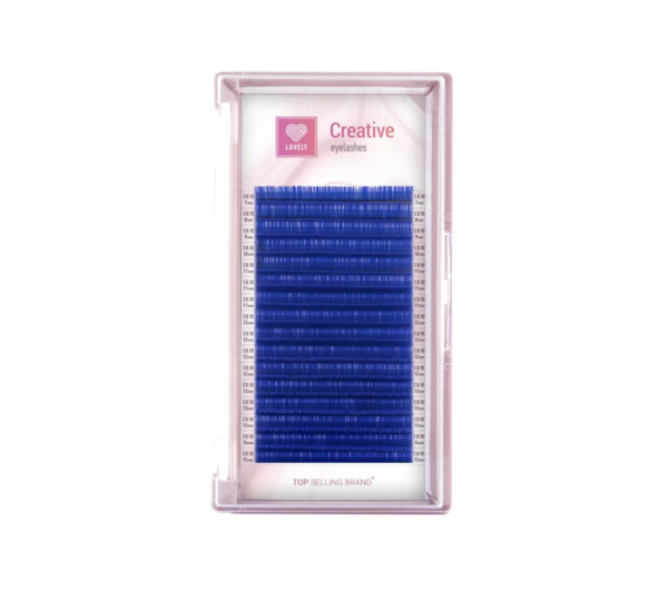 Eyelash extensions Blue Lovely 16 lines Mix (pink tray) D0.07 7-15mm